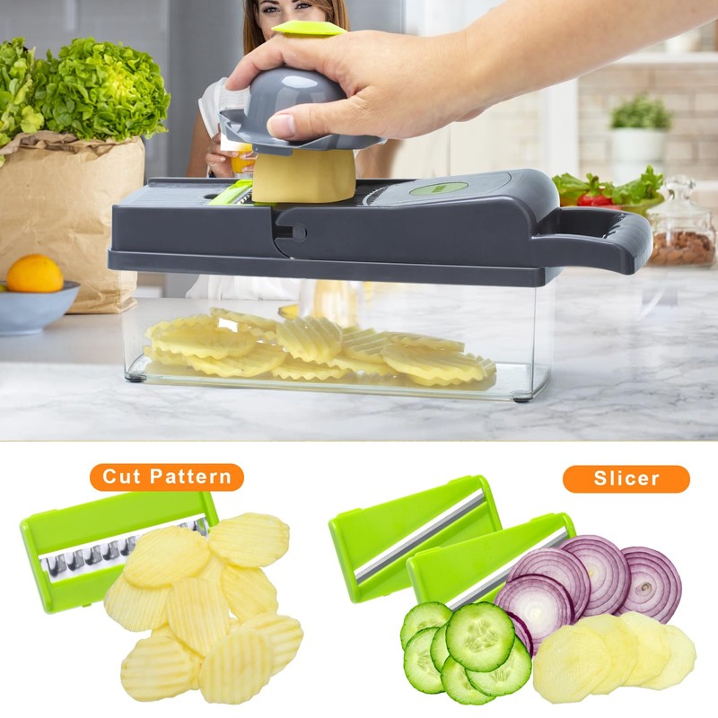 Multifunction Vegetable Chopper, 8 Blades Dicer Vegetable Cutter, Onion Cutter