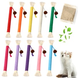 Wortade 10PCS Sisal Rope Cat Toys, Catnip Toys for Cats 7.87", Cat Chew Toy for Teeth Cleaning, Cat Toys for Indoor Cats, Interactive Cat Toy for Cats Kittens All Breeds (Plus 1 Pack of Catnip)