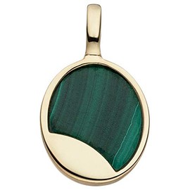 Jobo Women's Pendant 925 Sterling Silver Gold-Plated with Malachite Inlay, Silver