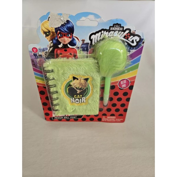 Zag NEW! Zag Heroez Miraculous CAT NOIR GREEN Plush Journal