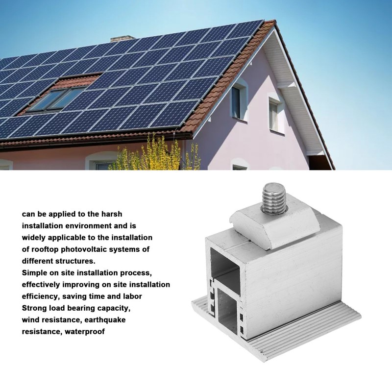 10Pcs Adjustable PV Solar Panel Middle Clamp Aluminum Alloy Photovoltaic
