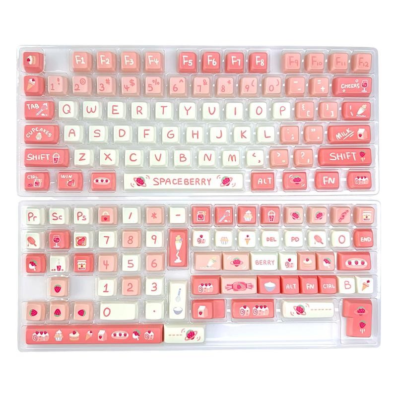 Sweet Strawberry Keycap Set, MDA Profile, PBT, Cherry MX Stem,