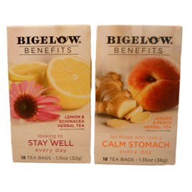 Bigelow Calm Stomach & Stay Well Herbal Tea Bundle - 2 Boxes, Caffeine Free, Herbal, Immune Support, Digestion