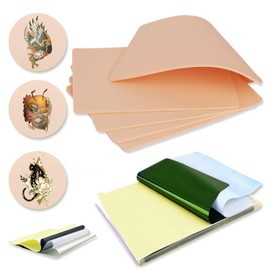 Combofix 25Pcs Tattoo Skin Practice with Transfer Paper - Tattoo Fake Skin and Tattoo Tracing Paper Kit Including 5Pcs Double Side Tattoo Skin and 20Pcs Stencil Paper for Tattoo Supplies…