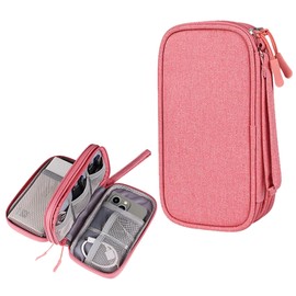 1PCS Electronics Accessories Organiser Bag, Holiday Essentials for Women Men Double-Layer Travel Cable Organisers Bag 19cm*11cm (Pink)