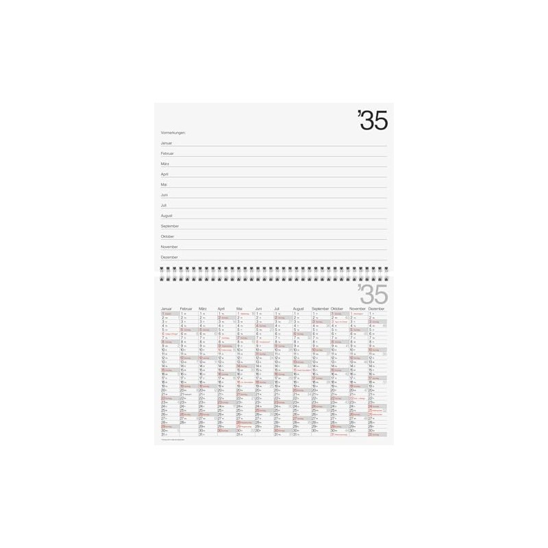 BRUNNEN Ten-Year Calendar 2026-2035 A4 Landscape 297 x 210 mm