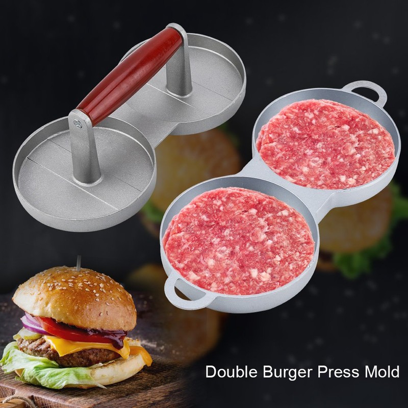 Double Burger Press Hamburger Maker, Aluminum Alloy Non-Stick Hamburger Mold