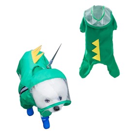 KOPIRA Impermeable para Perros, Impermeable Dinosaurio Mascota con Capucha y Rayas Reflectantes, Ropa de Lluvia para Mascotas Ligero, Chamarra de Lluvia Ligero para Perros Pequeños y Medianos