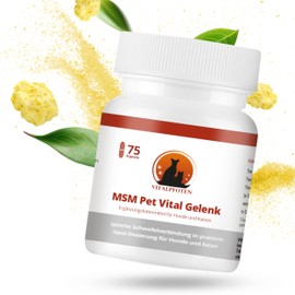 Vitalpfoten 75 MSM Pet Vital Gelenk Kapseln für Hunde und Katzen, hochreines Methylsulfonylmethan für Knochen, Knorpel, Bindegewebe