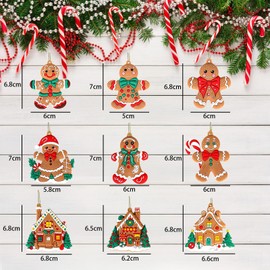 9Pcs Christmas Gingerbread Man Ornaments with Strings, Gingerbread Man & House Hanging Christmas Tree Decorations Gingerbread Man Decorations Gingerbread Hanging Gingerbread Christmas Decorations