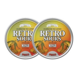 Retro Sours Pack of 2 Tins - Citrus, Mango & Tangerine Flavored Hard Tangy Candy - Gluten Free - Sour Altoid Sours Perfect for Sharing Sweet Bonbon - Flavour: Mango