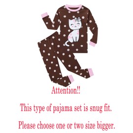 Family Feeling Little Girls Cat Pajamas Long sleeve Cotton Toddler Kid 4T
