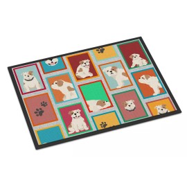 Lots of Piebald English Bulldog Doormat - Weatherproof, Non-Slip Welcome Mat