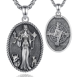 EUDORA Sterling Silver S925 Celtic Brigid Goddess Necklace for Women, Vintage ST Brigids Cross Saint Brigid of Kildare Necklaces Pendant Oxidized Jewelry Gifts for Women, 20"+2"