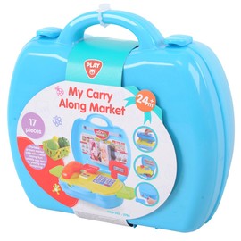 Play Children's Carry Super Market Set - Children's Market Grocery Art Toys - Includes 17 pcs Toy Tool Set - Crazy Pretend Toy Kit - Portable Molds Case