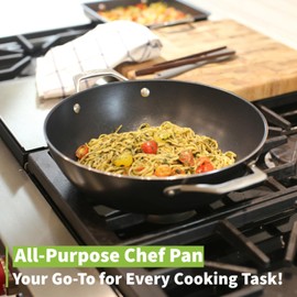 TECHEF - Onyx Collection - Nonstick Everyday Pan With Lid, 5 Qt Deep Frying Pan With Lid, For Sauteing, Frying, And Simmering, Induction Ready, PFOA-Free, Made In Korea