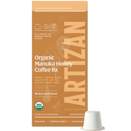 Artizan Coffee USDA Organic Espresso Coffee Capsules For Nespresso Original | Manuka Honey Coffee RX | 20 Compatible Compostable Pods