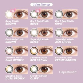 カラコン ハパクリスティン Hapa Kristin 1day 【グレー】ワンアンドオンリークリスティン One&Only Kristin 10枚入り カラーコンタクト ワンデー 度あり 度なし 14.2mm（グレー／-0.00）