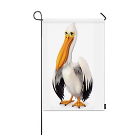 Mugod Garden Flag 3D Funny Pelican on White Background Decorative Spring Summer Outdoor House Flag for Garden Yard Lawn 12 x 18 Inch