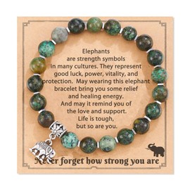 Elephant Gifts Bracelet for Women Natural Stone Beaded Bracelet Strong Elephant Bracelet Inspirational Bracelet Healing Stone Bracelet Birthday Jewelery Gift