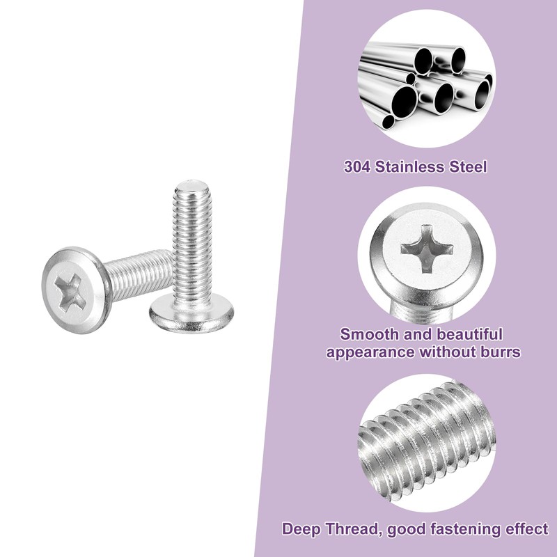 uxcell M5x16mm Flat Round Head Phillips Head Screws, 20Pcs 304