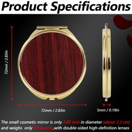 luzhidongm Metal Frame Wooden Surface Circular Travel Mirror (Red pear)