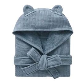 Kids Bathrobe, Soft Terry Coth Warm Fluffy Sleepwear for Boys Girls 2-9 Years, Cotton Hooded Towel Robes with Pockets Belted (US, Age, 4 Years, 6 Years, Blue)