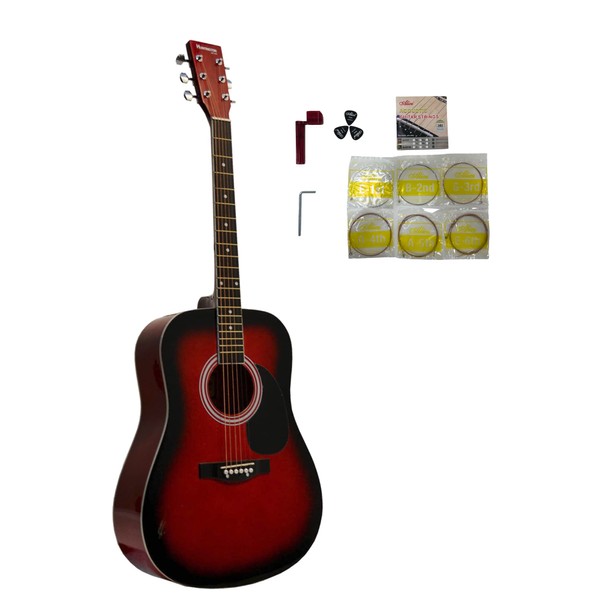 Huntington 6 String Acoustic Guitar, Right, Red (BGA41PS-RDS)