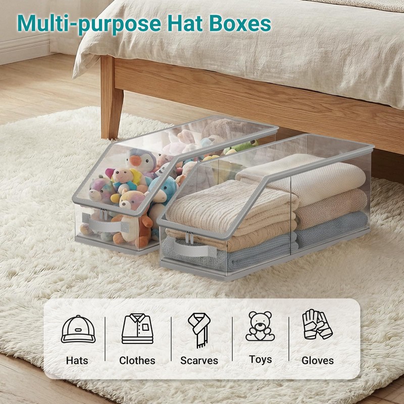 AOODA 2PCS Stackable Hat Storage for Baseball Caps, Clear Hat