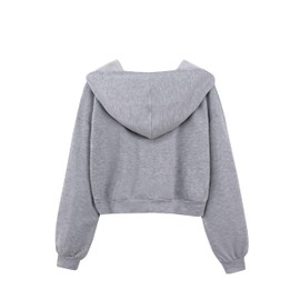 Remidoo Hoodies for Women Casual Long Sleeve Crop Tops Oversized Cropped Sweatshirt Grey Large