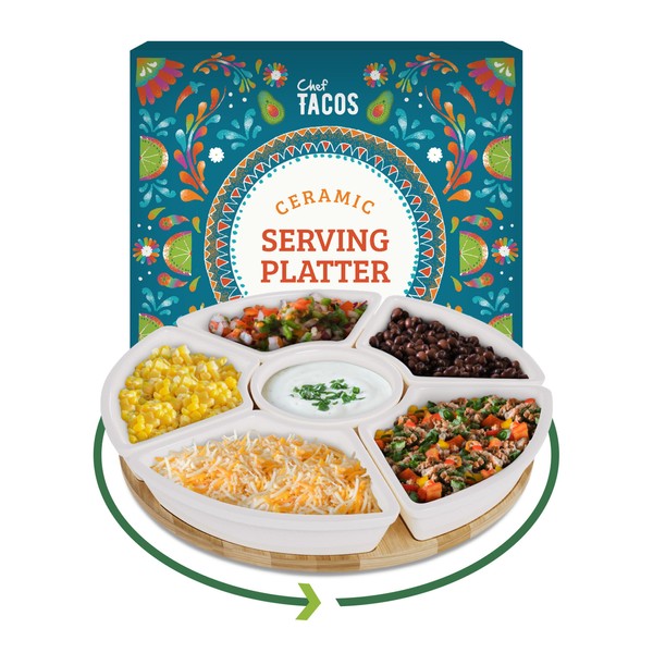 Chef Tacos Chef Tacos Ceramic Taco Serving Platter - Divided