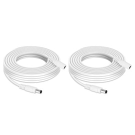 Tonton 2 Pack 3.3FT 1M DC Power Extension Cable 5.5 mm x 2.1 mm 5521 Male to Female 12V DC Adapter Cord Compatible with CCTV Security IP Camera,Survelliance DVR Standalone,LED Strip,Monitors(White)
