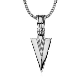 TREE NEST Collar para Hombre, Cadena con Dije, Collar con Colgante de Punta de Flecha de Acero Inoxidable para Hombres, Cadena Vintage Hombre, Cadena para Hombre, Collar de Plata para Hombre con Cadena de 55 cm