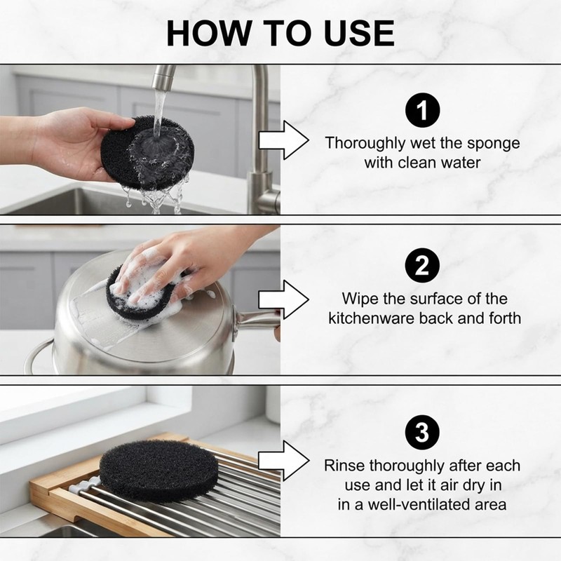5 Pcs Steel Sponge for Stainless Steel Cookware, No Scratch