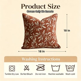 Terracotta Chenille Jacquard Botanical Fall Throw Pillow Covers 18x18 2 PCS