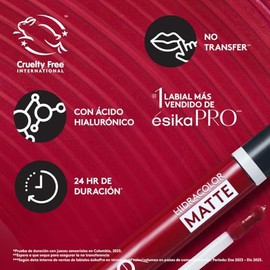 ésika Labial Líquido Hidracolor Matte 6 ml  Mate Hidratante  Ácido Hialurónico  24H  No Transfer  Acabado Profesional (Nude Chic)                     