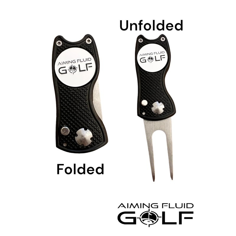 Herramienta plegable de metal con marcador de pelota de golf