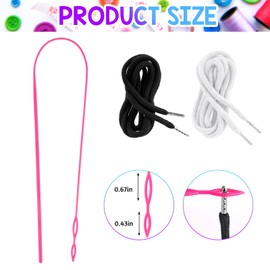 Universal Replacement Drawstring Cords 4 Pcs Replacement Drawstring for Sweatpants 49 Inch Replacement Clothing Drawstring with Easy Threader for Sweatpants Shorts Hoodies (Black White)