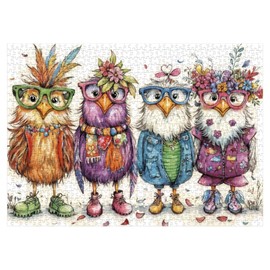 Colorful Chicken Puzzles for Adults 1000 Pieces, Funny Pretty Bird Jigsaw Puzzles, Cute Animal Art Puzzles