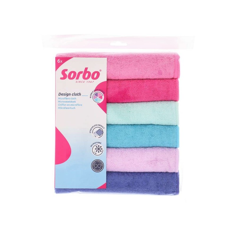 Sorbo Pack of 6 Extra Large Microfibre Cleaning Cloths, Multipurpose