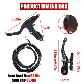 YIDM Brake Set, V-Brake Replacement Set with Brake Cables and Brake Levers, Bicycle Handle Brake Handbrake Set for Most Mountain Bikes and Bicycles (Black)