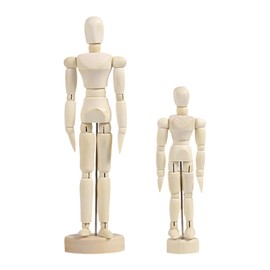 COACOM 2 Pieces Wooden Man, Creative Mannequin, Flexible Joints, Reusable, Multi-Purpose Wooden Ornaments