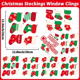 Christmas Stockings Window Clings Merry Christmas Window Stickers Holiday Stockings Window Decals Removable Xmas Stocking Window Decorations for Winter Christmas Home Kitchen Office Classroom Decor