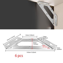 ONEBO Pack of 6 Corner Connectors, Angle Fastening, Angle Connector, Angle Metal, Furniture Connector, Stainless Steel Angle Corner Connector, for Mounting Angle Bracket, Furniture, Table, Chair,