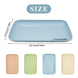 KiKiHong Small Plastic Tray Reusable Rectangular 24.5 x 14.5 cm Tray for Kitchen Restaurant Cafe 4 Colors 4 Pack