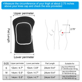 PATIKIL Large Protective Knee Pads, 2 Pcs Anti-Slip Padded Sponge Knee Brace Support Breathable Knee Sleeve for Dance Skating Football Basketball Volleyball Protector, Black White