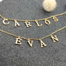 YSAHan Uppercase Letter Charm Name Necklace Personlized Initial Alphabet Pendant Jewelry with 14K Gold Plated for Kayla Choker