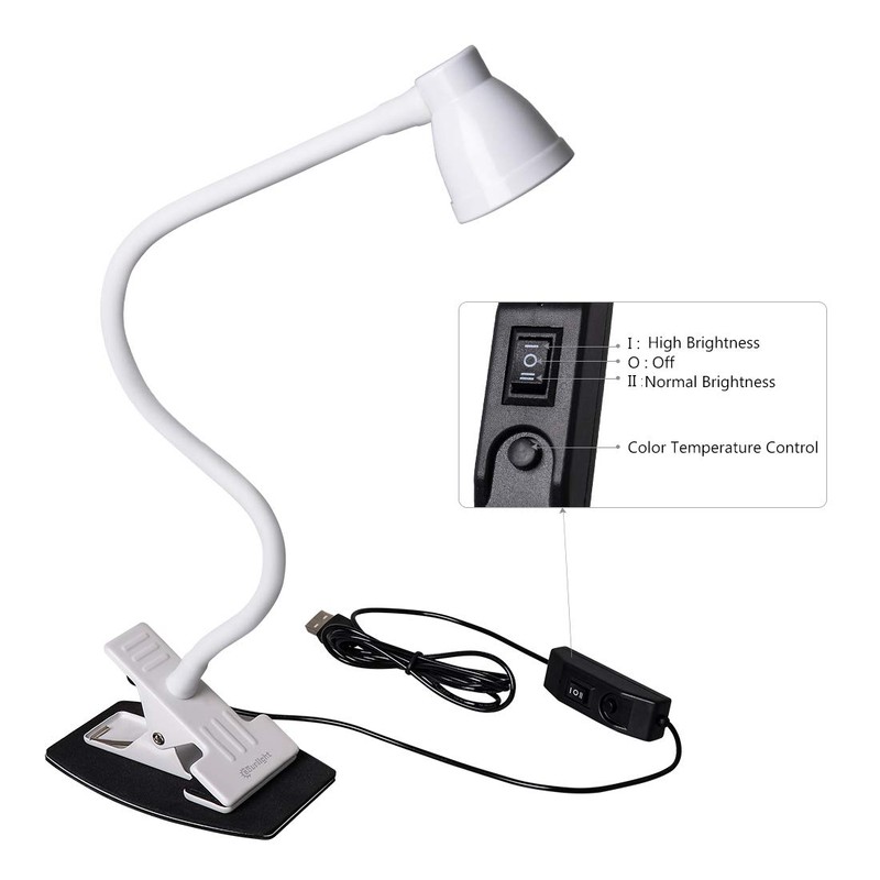 CeSunlight Clamp Desk Lamp, Clip on Reading Light, 3000-6500K Adjustable