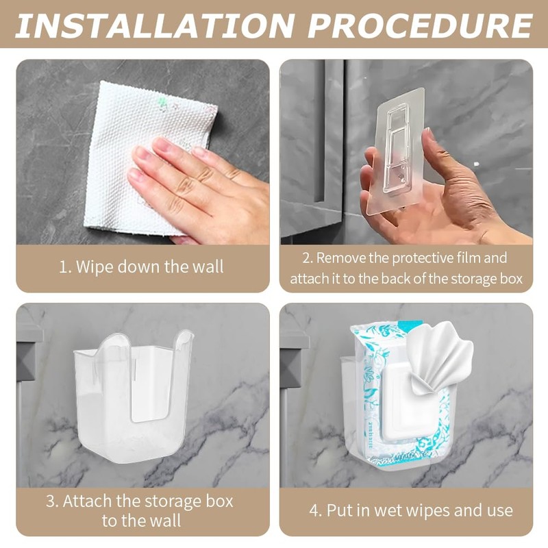 2pcs Bathroom Wipes Holder, Kitchen Wall Mounted Wipes Container