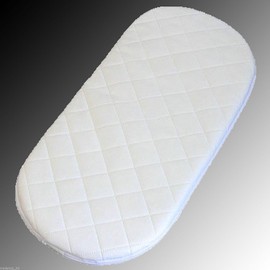 Baby Mattress Oval Shaped Round Corners Soft Moses Basket/Pram Quilted Mattress (68 x 36 x 3 cm)